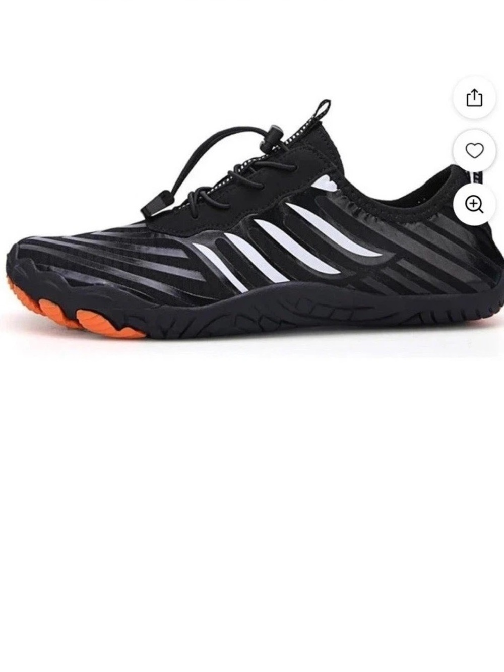 Men’s Black Athletic Barefoot Water Shoe with Orange Accents